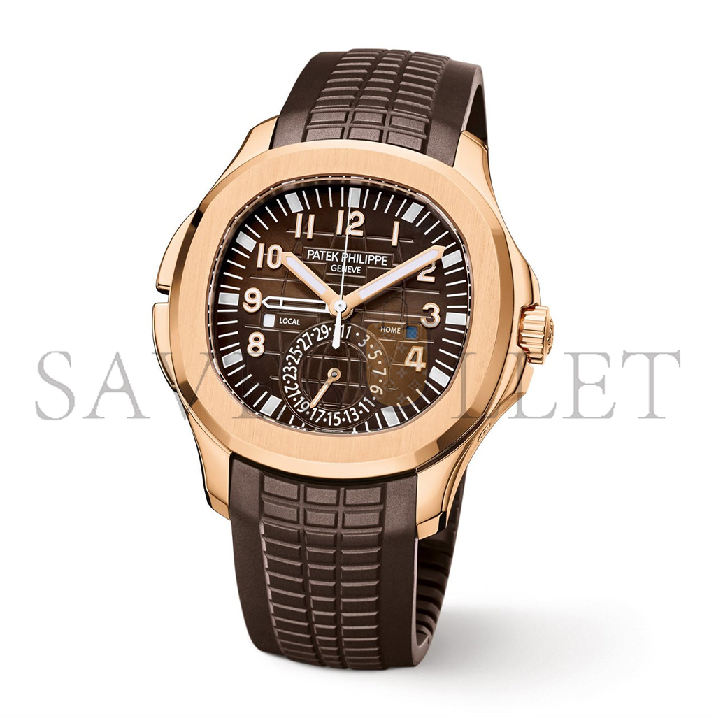 PATEK PHILIPPE AQUANAUT ROSE GOLD TRAVEL TIME BROWN DIAL COMPOSITE MEN’S 41MM WATCH 5164R-001
